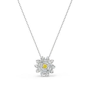Swarovski Eternal Flower necklace, Yellow, rhodium plated